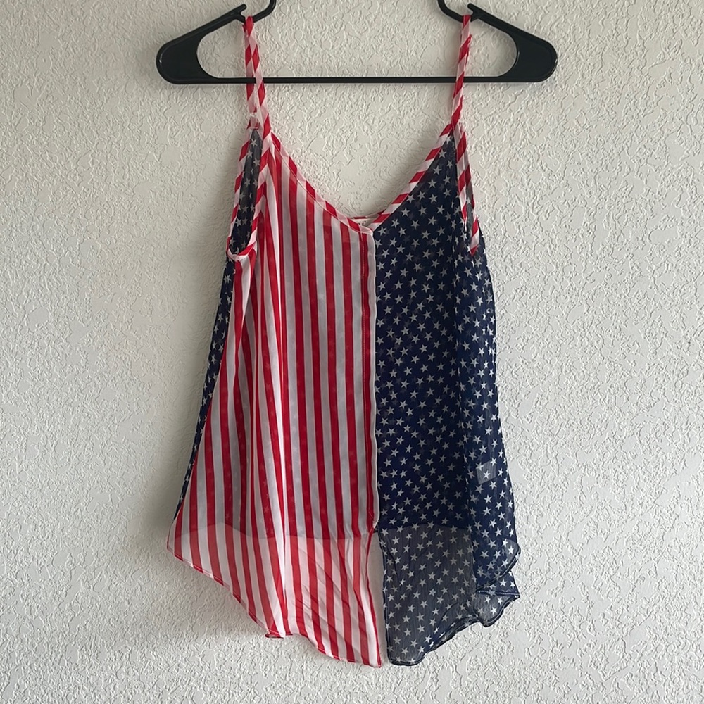 Francesca’s 4th of July Sheer Tank Top - Small